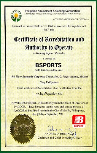 giấy phép bsports